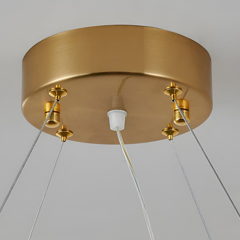 Round Electroplated Metal Crystal 3 Step Dimming LED Nordic Chandelier Design