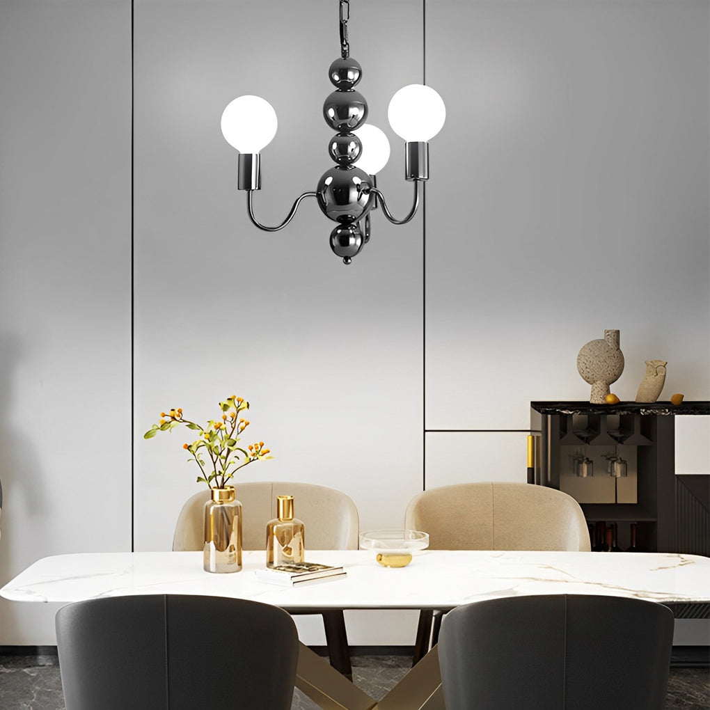 Iron Electroplating Glass Ball Shade Minimalist French Style Chandelier Design
