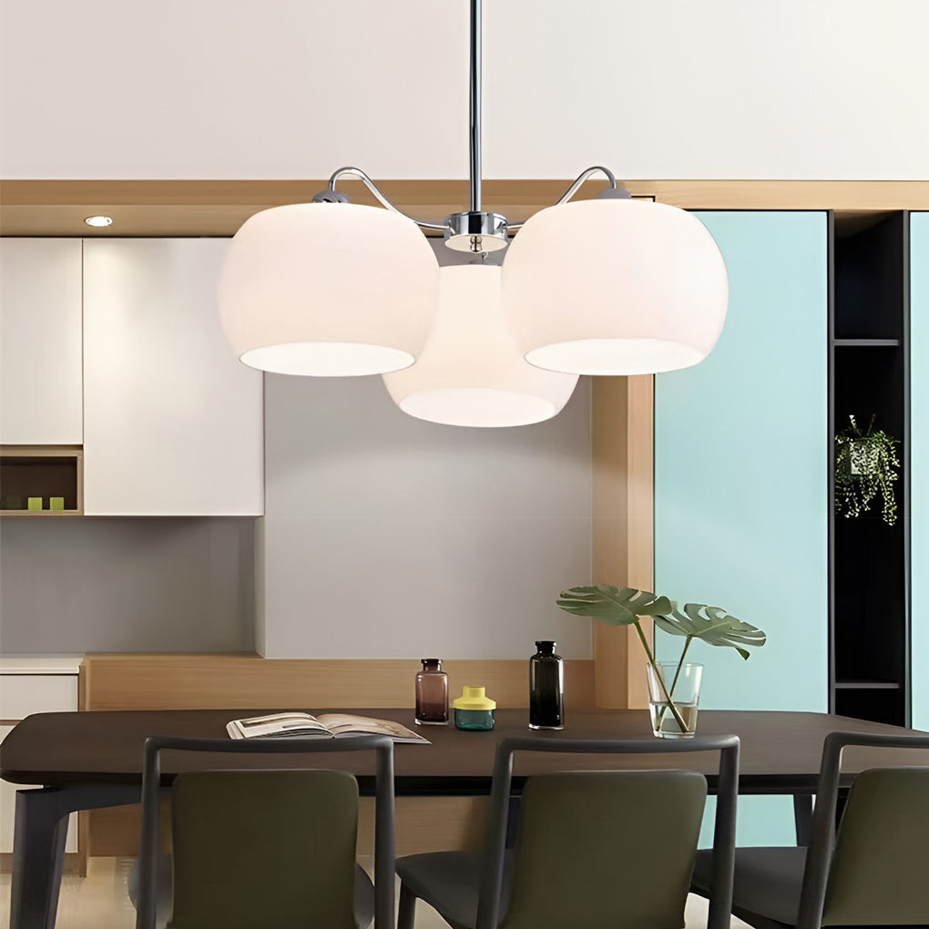 3 Lights Glass E27 White Vintage Chandelier Pendant Light Hanging Light Fixture