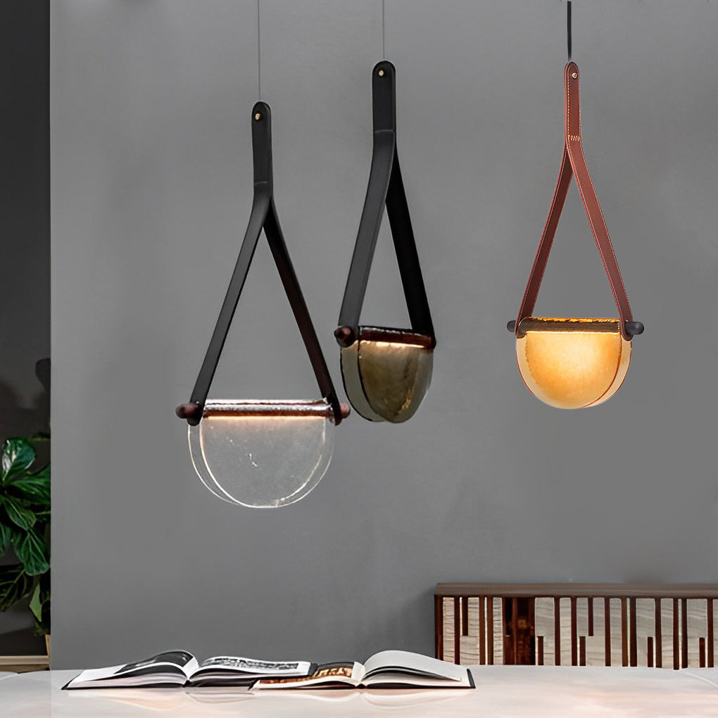 Creative Folded Semicircular Glass LED Post-Modern Belt Chandelier Design