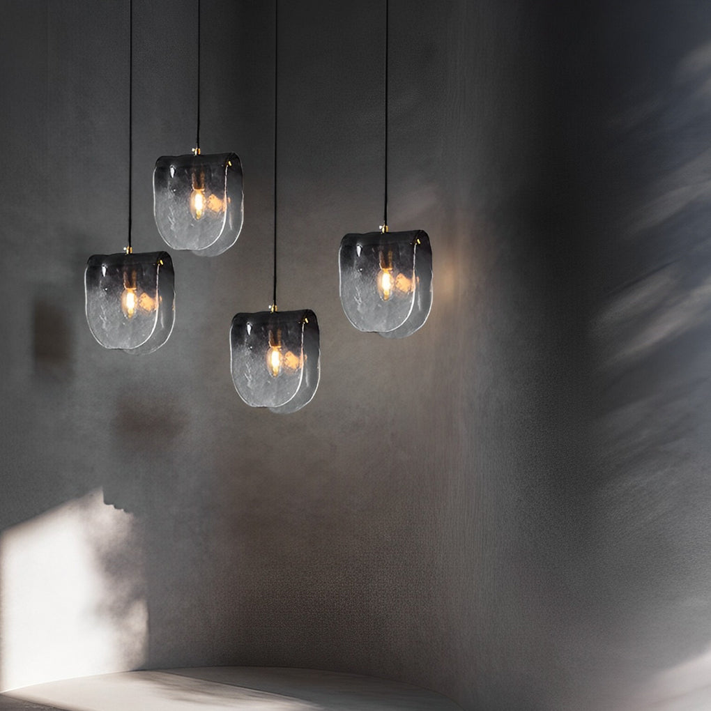 Gradient Smokey Gray Glass Post-Modern Small Chandelier Pendant Lightings