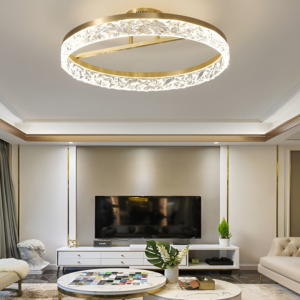 Minimalist Round LED 60W Gold Modern Ceiling Light Fixture Flush Mount Lighting