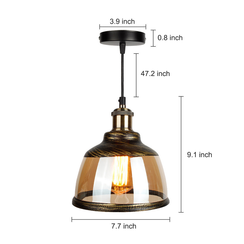 Green Bronze Glass Antique Industrial Style Pendant Lightings Small Chandelier