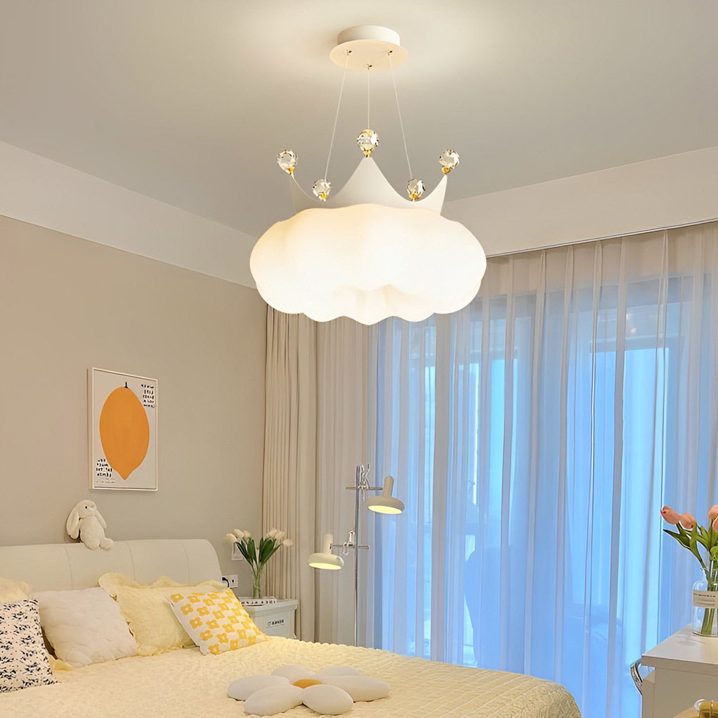 Clouds Crystal Crowns LED Three Step Dimming Ins Modern Chandelier Light Design