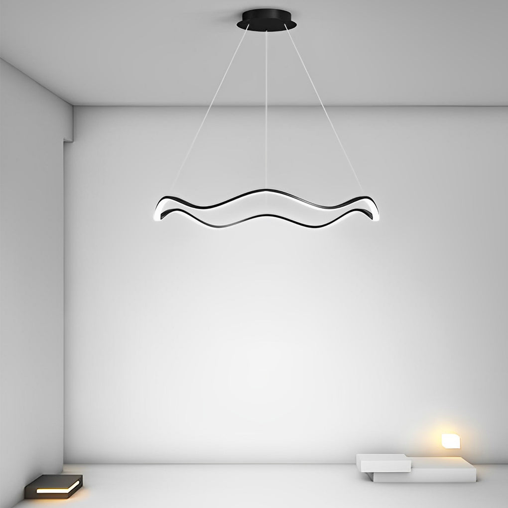 Circular Wavy LED Stepless Dimming Modern Chandelier Hanging Ceiling Light Fixture