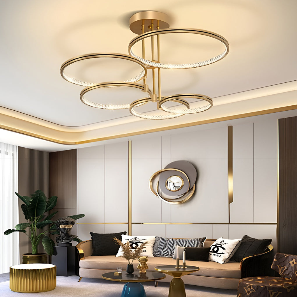 Minimalist 3 Ring Metal Nordic Ceiling Lights Chandelier Hanging Light Fixture