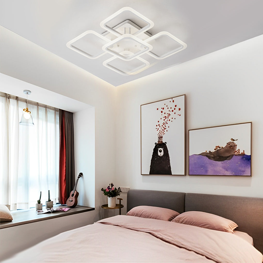 Square Creative Stepless Dimming with Remote Modern Ceiling Lighting Fixture