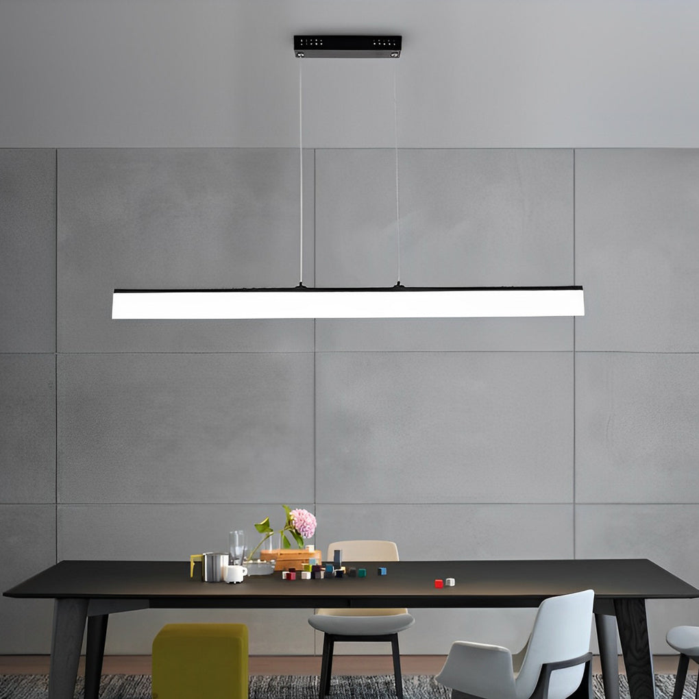 Minimalist Linear Strip Stepless Dimming LED Black Modern Chandelier Design