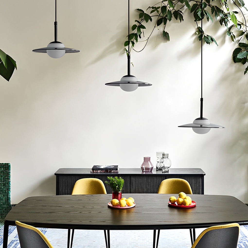 Minimalist Glass UFO LED Black Nordic Chandelier Kitchen Pendant Lightinging