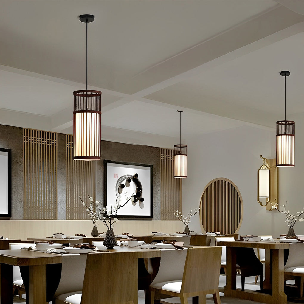Creative Minimalist Bamboo Hand Woven LED Retro Modern Pendant Lightings