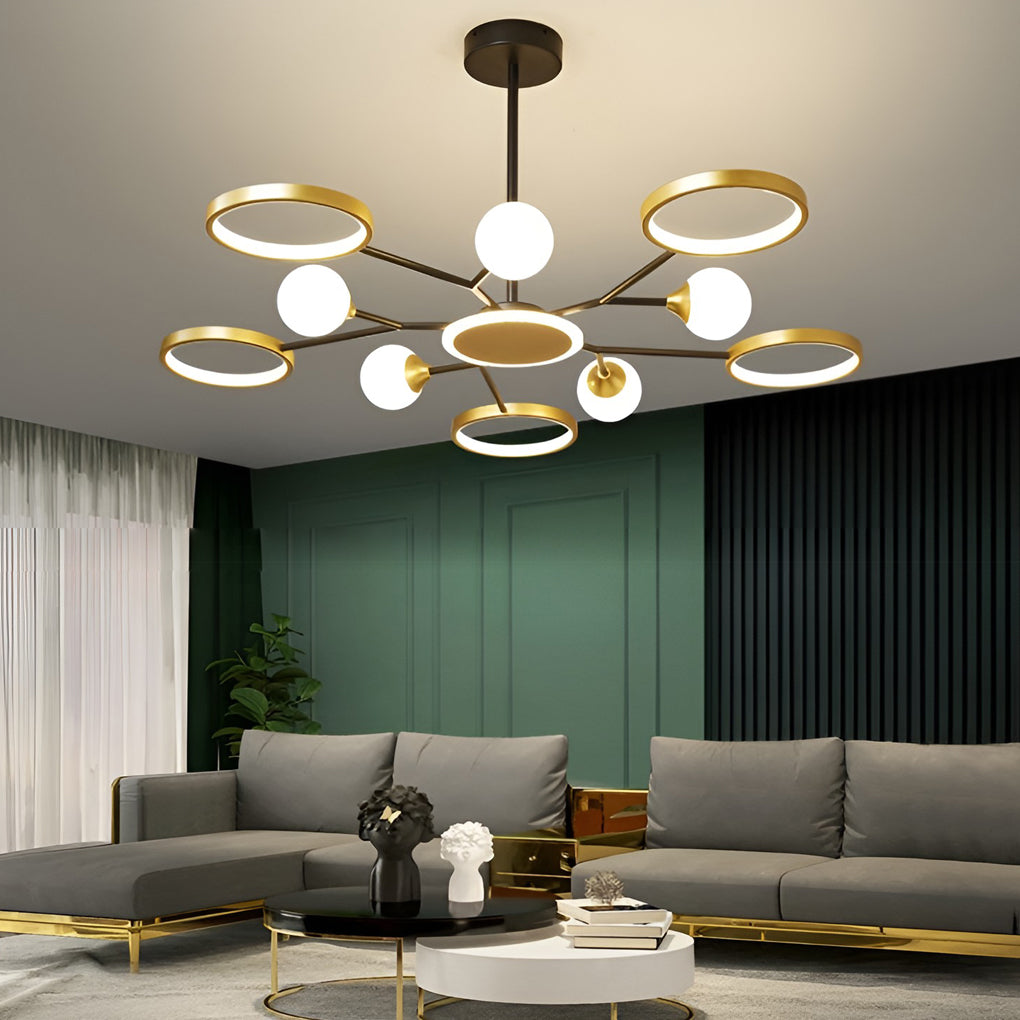6 Lights Circles LED Modern Ceiling Lights Chandelier Hanging Light Fixture