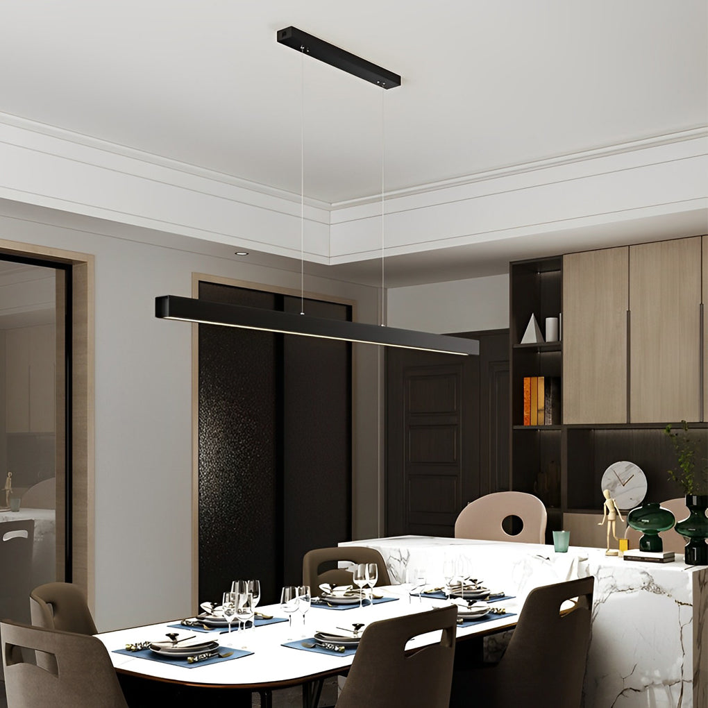 Minimalist Strip Stepless Dimming LED Black Modern Chandelier Pendant Lightings