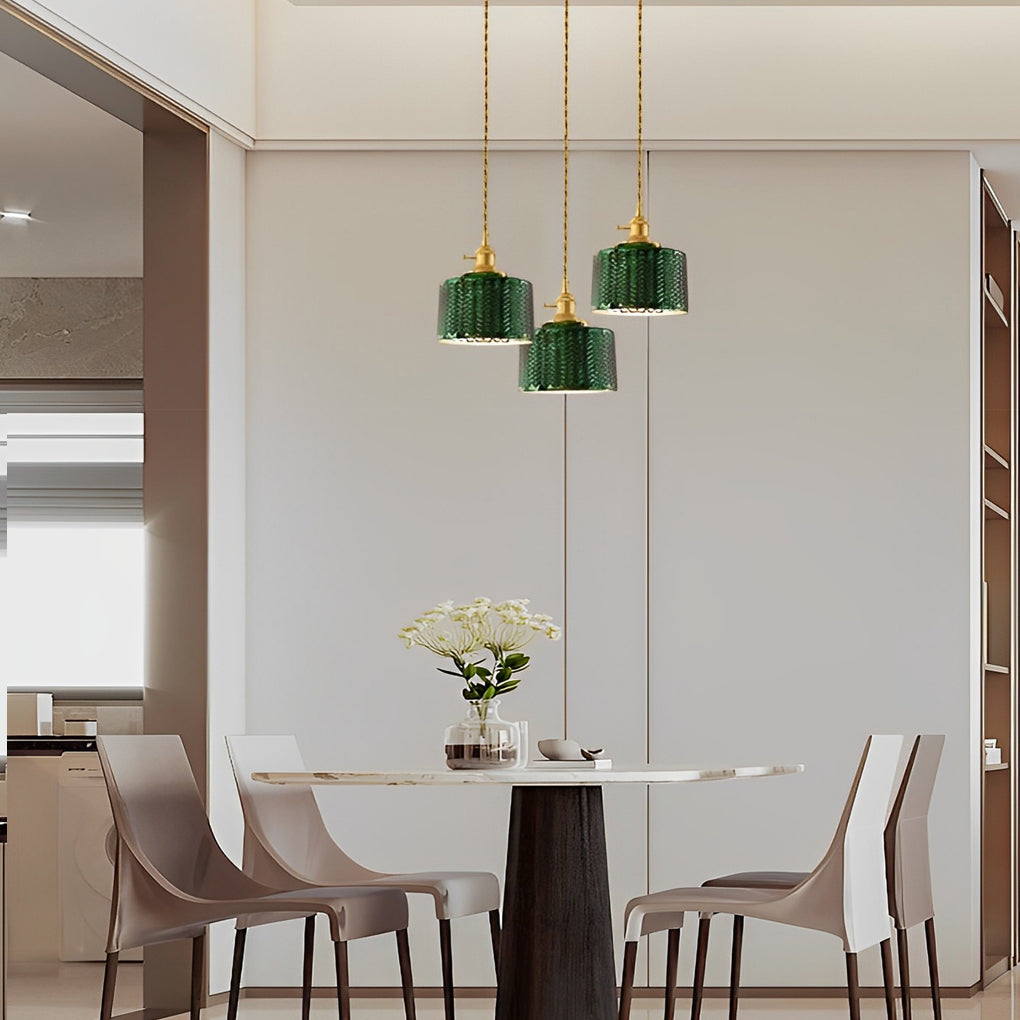 Creative Personality LED Copper Glass Green Retro Nordic Pendant Lightings