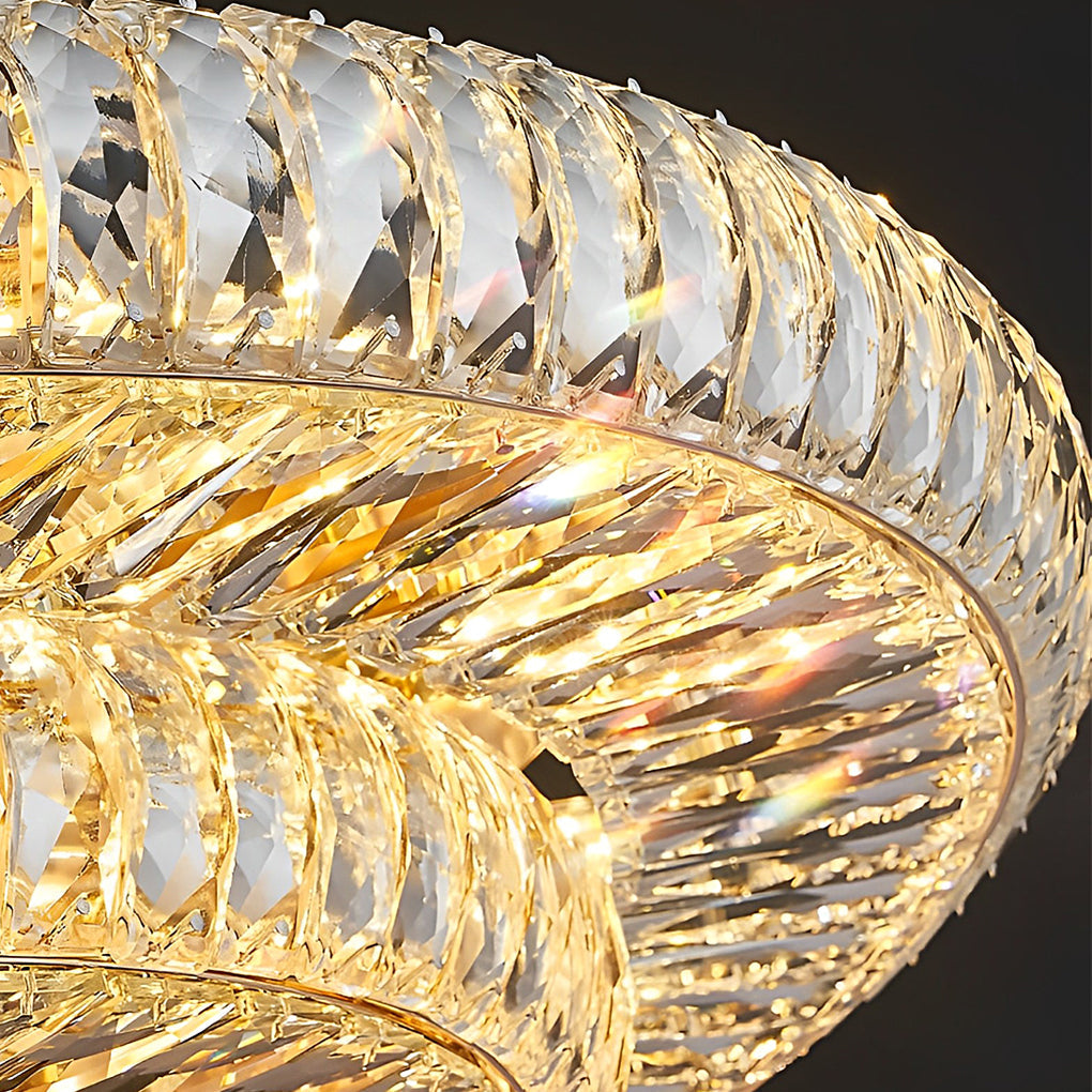 Round Crystal Three Step Dimming Glass Luxury Modern Ceiling Lighting Fixture
