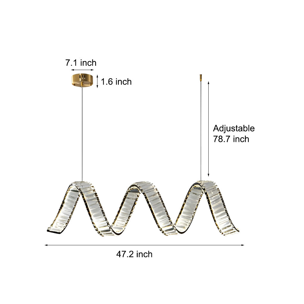 Creative Crystal Waves 3 Step Dimming LED Modern Dining Room Chandeliers Design
