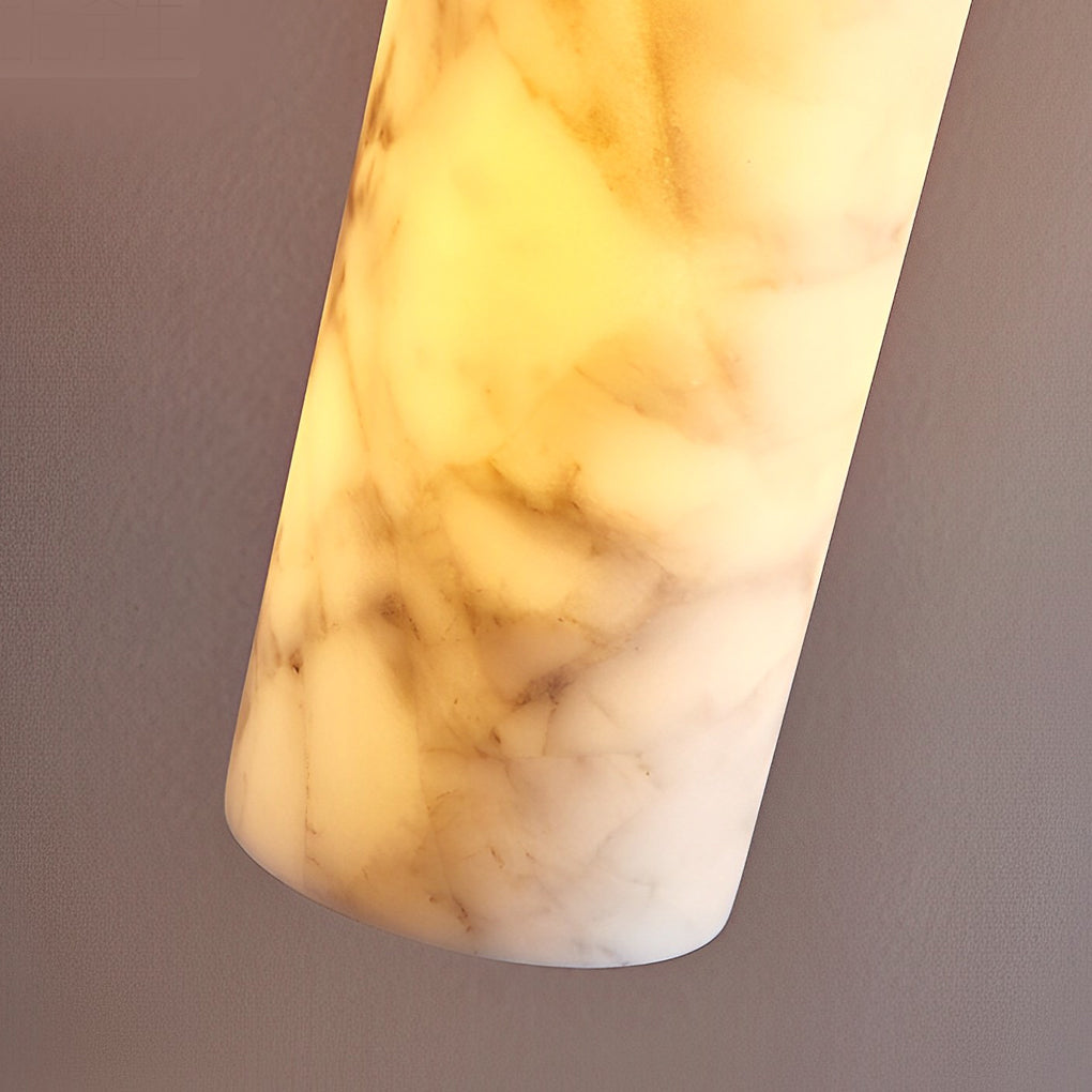 Elongated Cylindrical Marble Texture Minimalist Chandelier Pendant Lightings