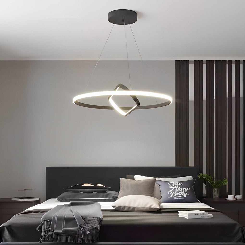 Adjustable Round Oval LED Stepless Dimming Black Modern Chandelier Design