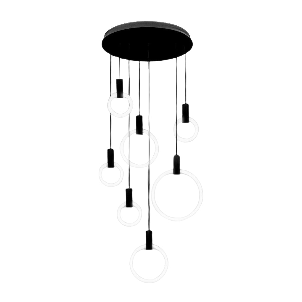 Minimalist Rings Stepless Dimming LED Nordic Duplex Stair Chandelier Design