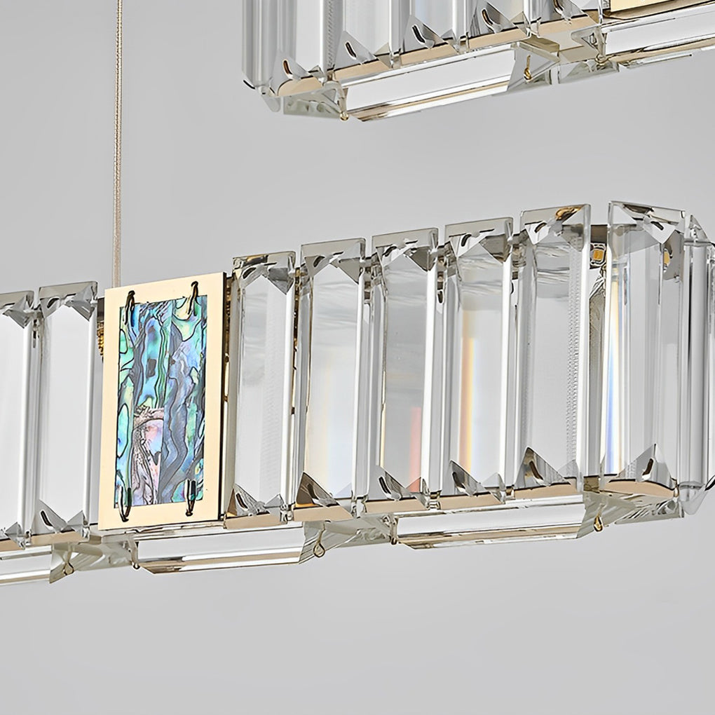 2 Strips Three Step Dimming LED Modern Crystal Dining Room Chandeliers Design