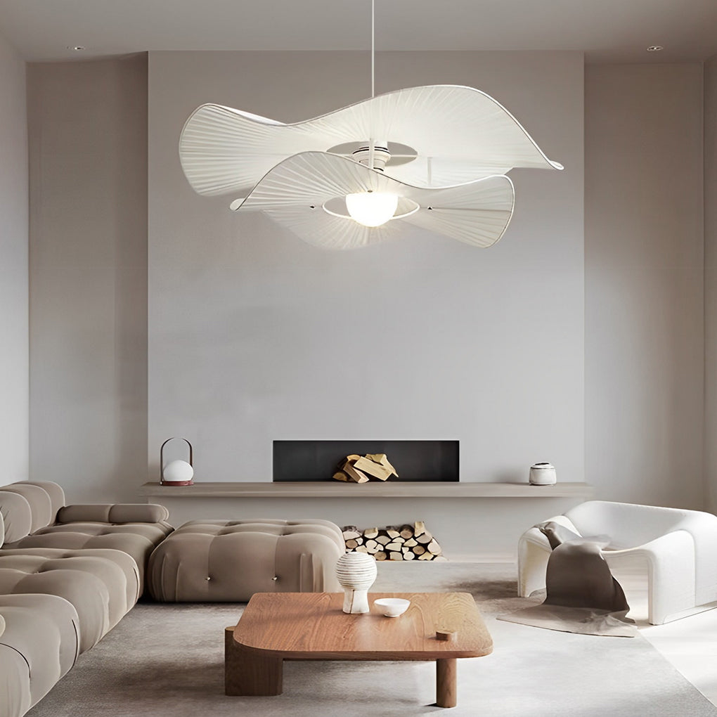 Pleated Fabric Hats Flowers Three Step Dimming Modern Ceiling Lightings