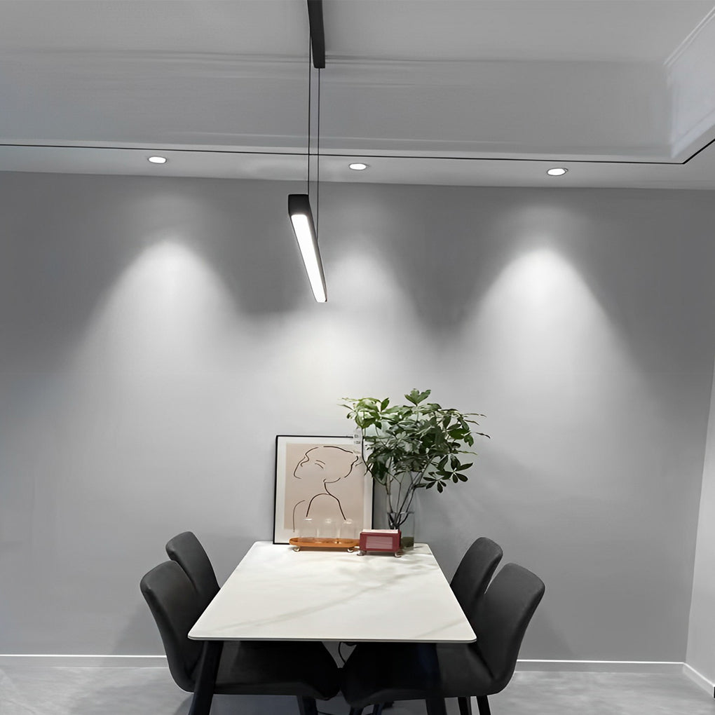 Minimalist Strip Stepless Dimming LED Black Modern Chandelier Pendant Lightings