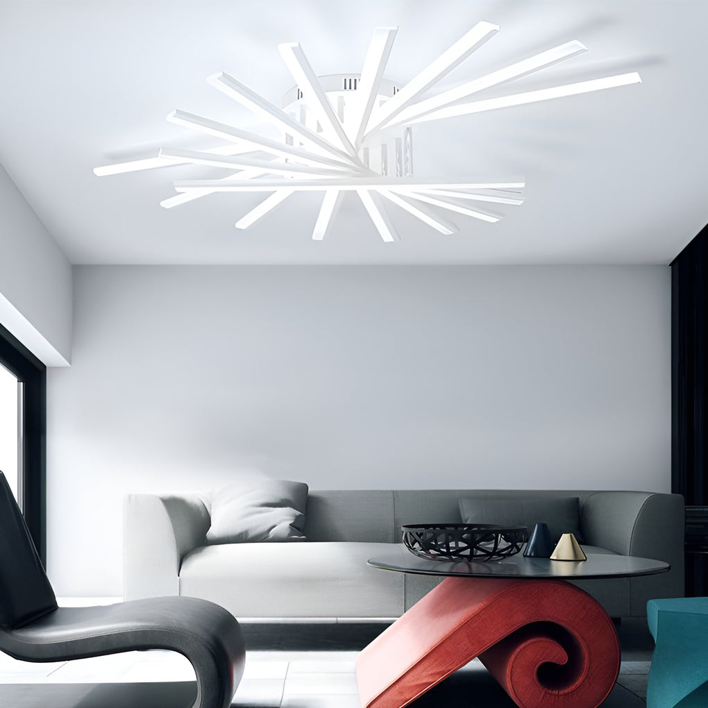 Creative Strip Stepless Dimming LED White Nordic Ceiling Lightings Chandelier