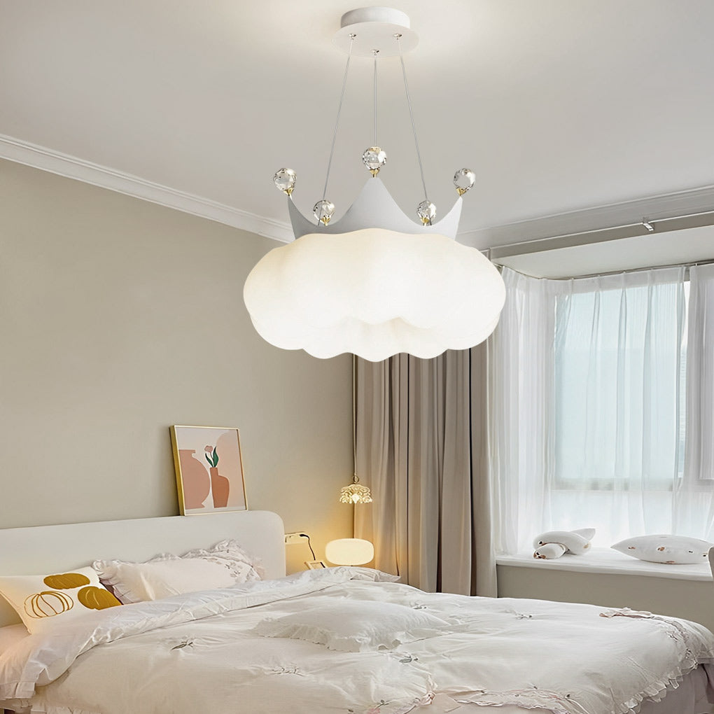Clouds Crystal Crowns LED Three Step Dimming Ins Modern Chandelier Light Design