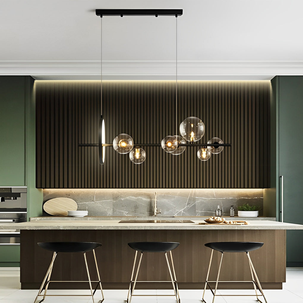 Circular Glass Bubbles LED Black Nordic Dining Room Chandeliers Light - Dazuma