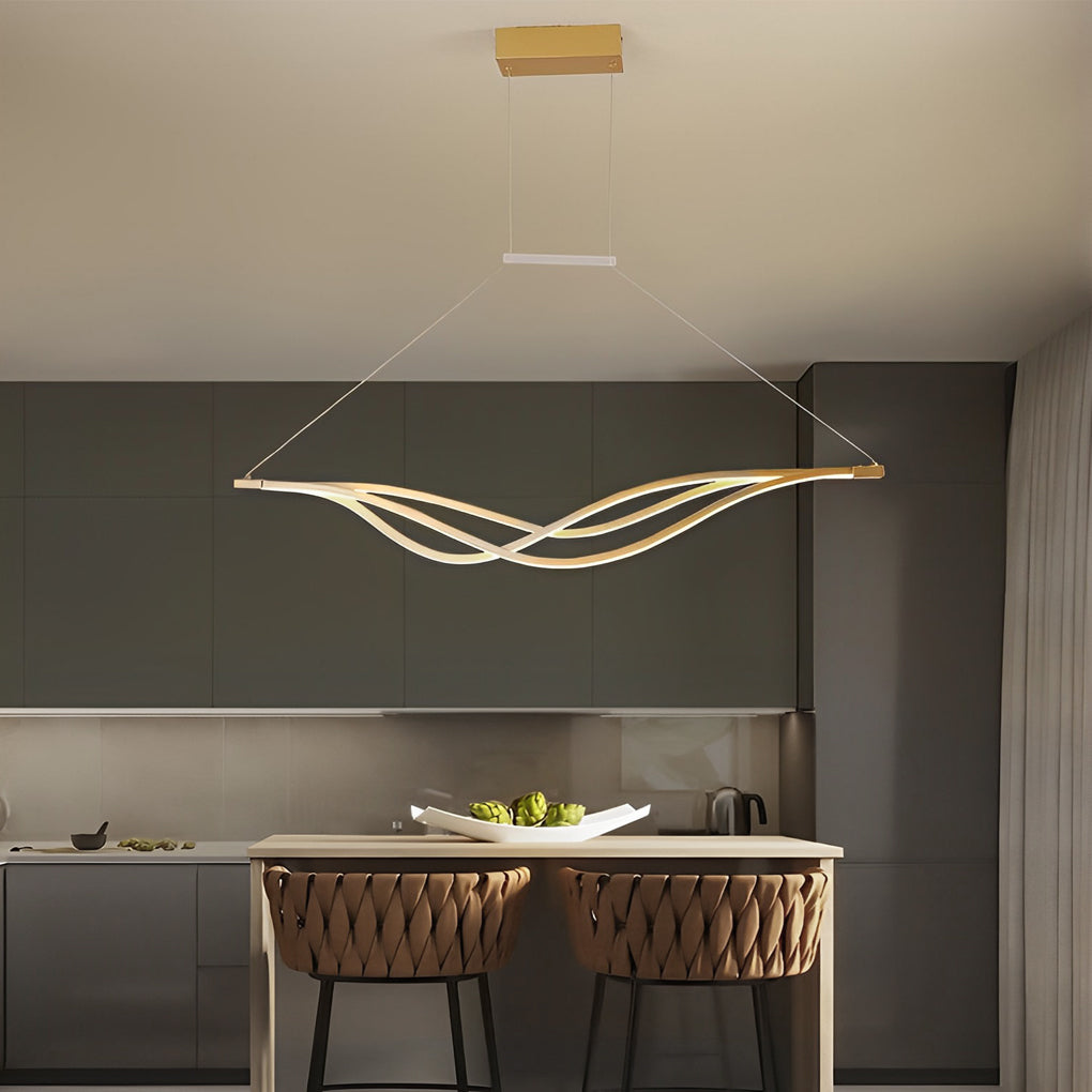 Long Waves Lines Stepless Dimming with Remote Nordic Chandelier Light Design