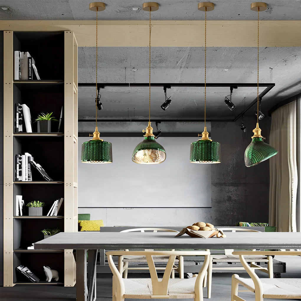 Creative Personality LED Copper Glass Green Retro Nordic Pendant Lightings