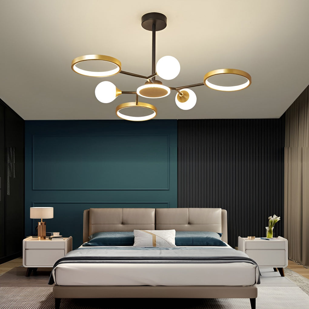 6 Lights Circles LED Modern Ceiling Lights Chandelier Hanging Light Fixture