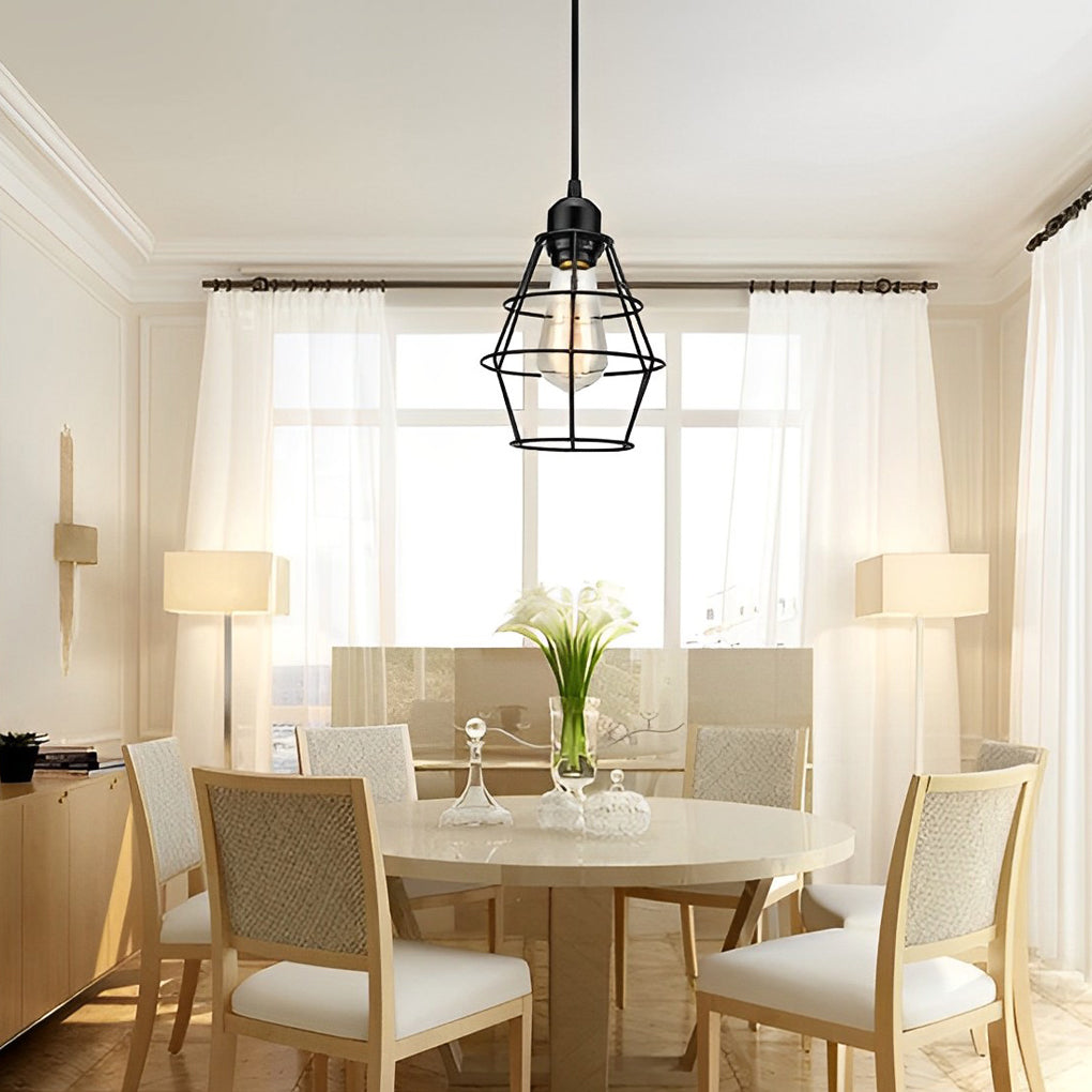 Retro Creative Metal Lantern Cage Shape Industrial Style Chandelier with Button Switch Design