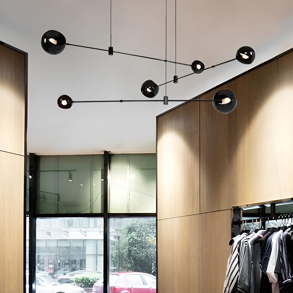 Geometric Linear Electroplating Black Modern Chandelier Hanging Ceiling Lightings
