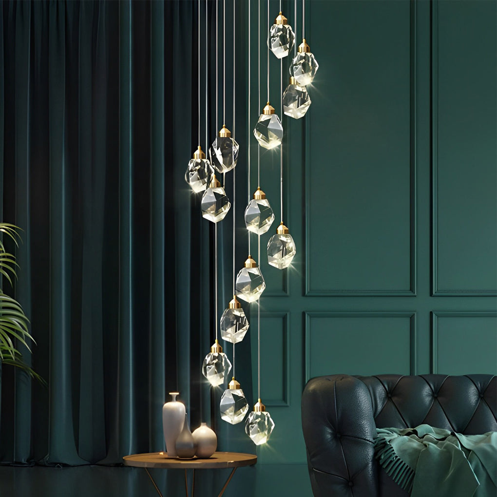 Luxury Staircase Chandelier Modern Spiral Crystal High Ceiling Light