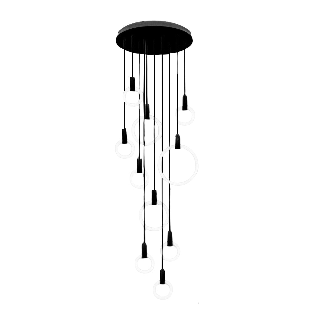 Minimalist Rings Stepless Dimming LED Nordic Duplex Stair Chandelier Design
