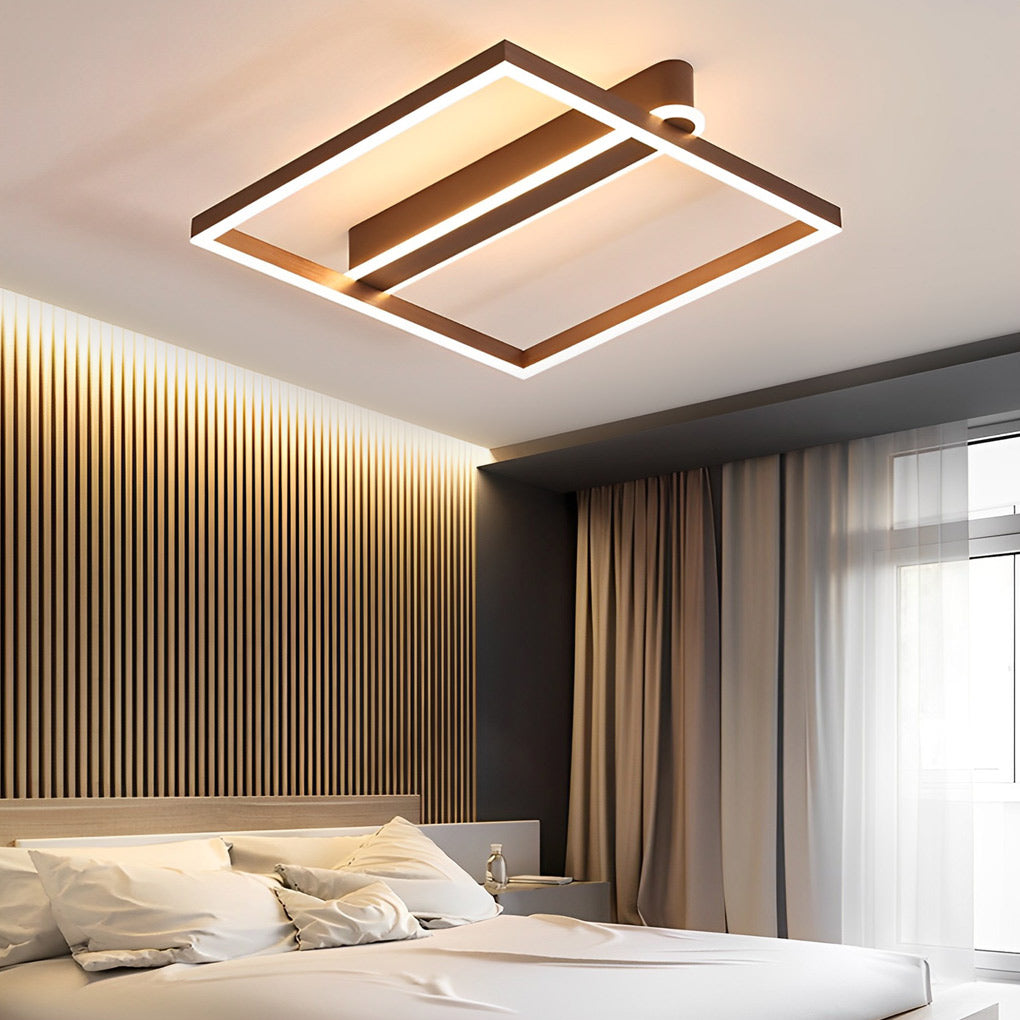 Square Double Frame Metal Aluminum Creative LED Nordic Ceiling Lighting Fixture