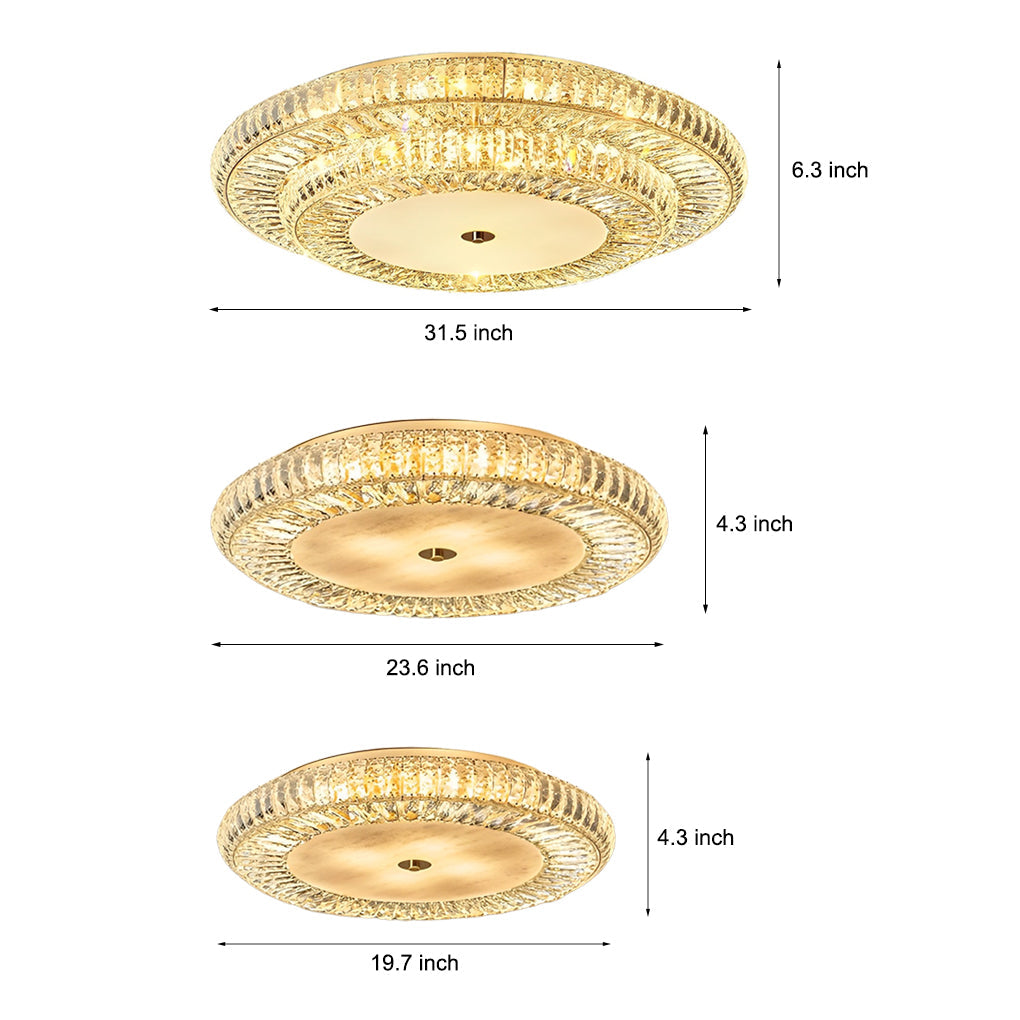 Round Crystal Three Step Dimming Glass Luxury Modern Ceiling Lighting Fixture