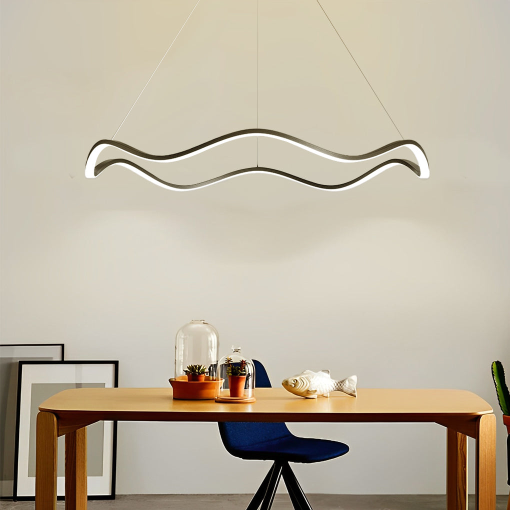 Circular Wavy LED Stepless Dimming Modern Chandelier Hanging Ceiling Light Fixture
