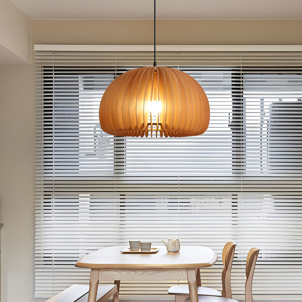 Creative Wood Pumpkin-Shaped Retro Nordic Chandelier Pendant Lighting