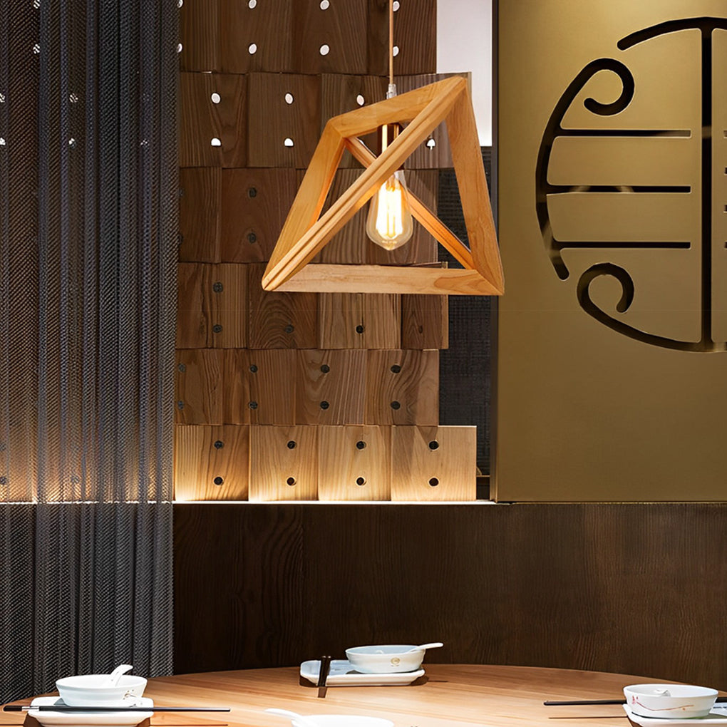 Creative Wood Frame Geometric Art Minimalist Nordic Pendant Lightings