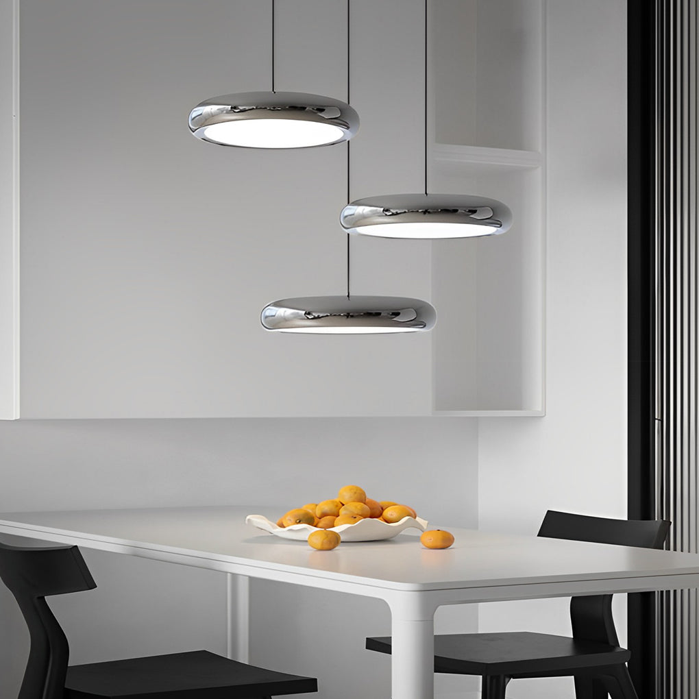 Minimalist Round Mirrored Aluminum Acrylic LED Modern Chandelier Light Design