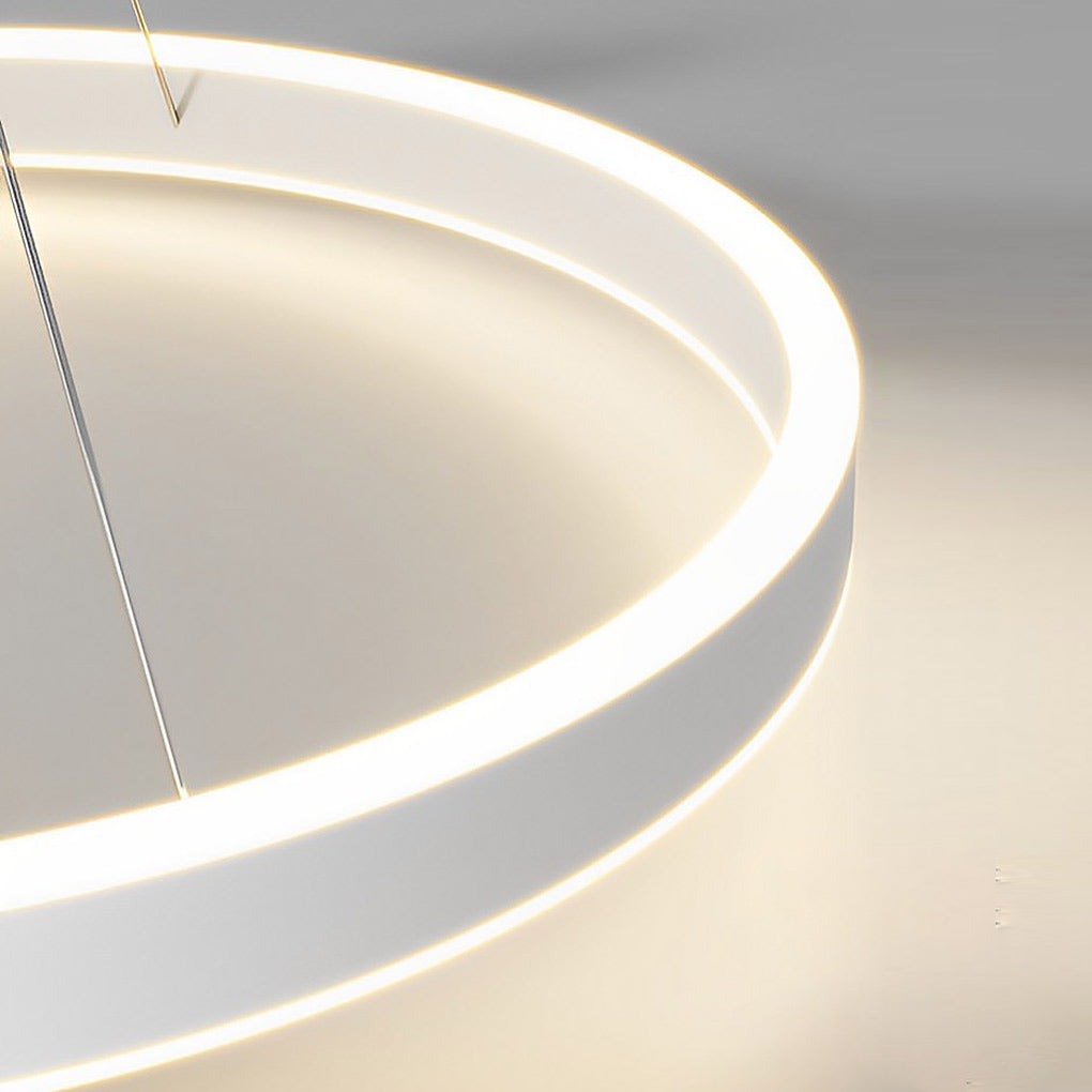Rotating Ring Creative Three Step Dimming LED White Nordic Chandelier Design