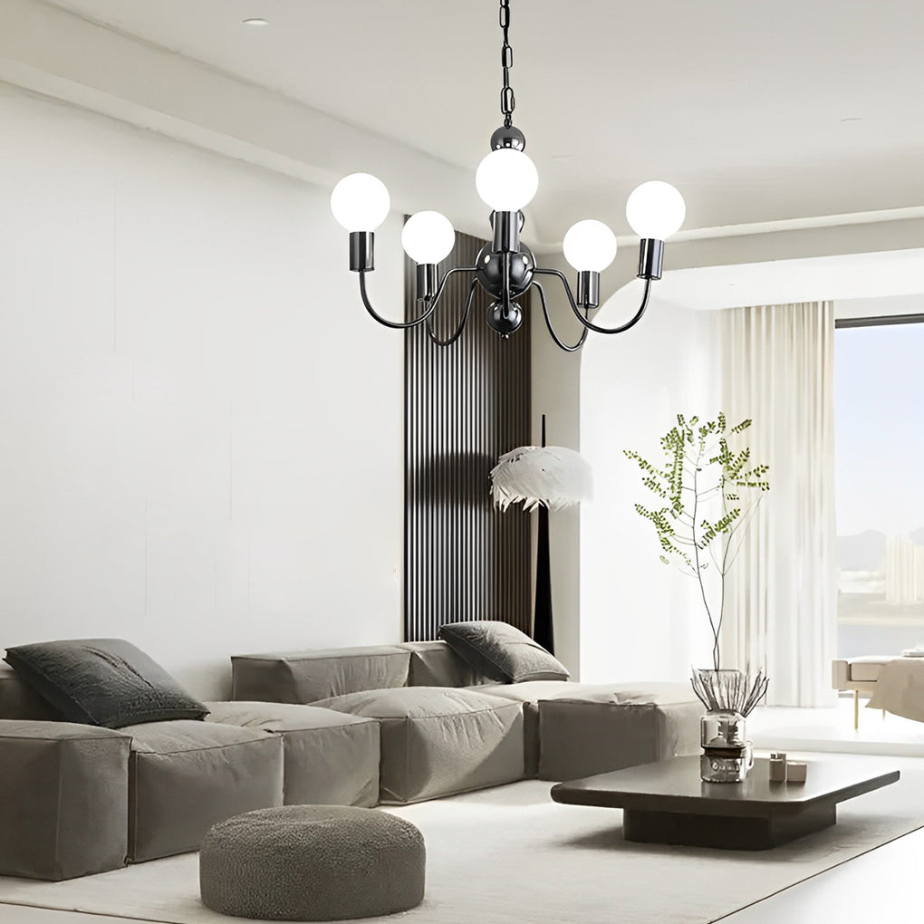Iron Electroplating Glass Ball Shade Minimalist French Style Chandelier Design