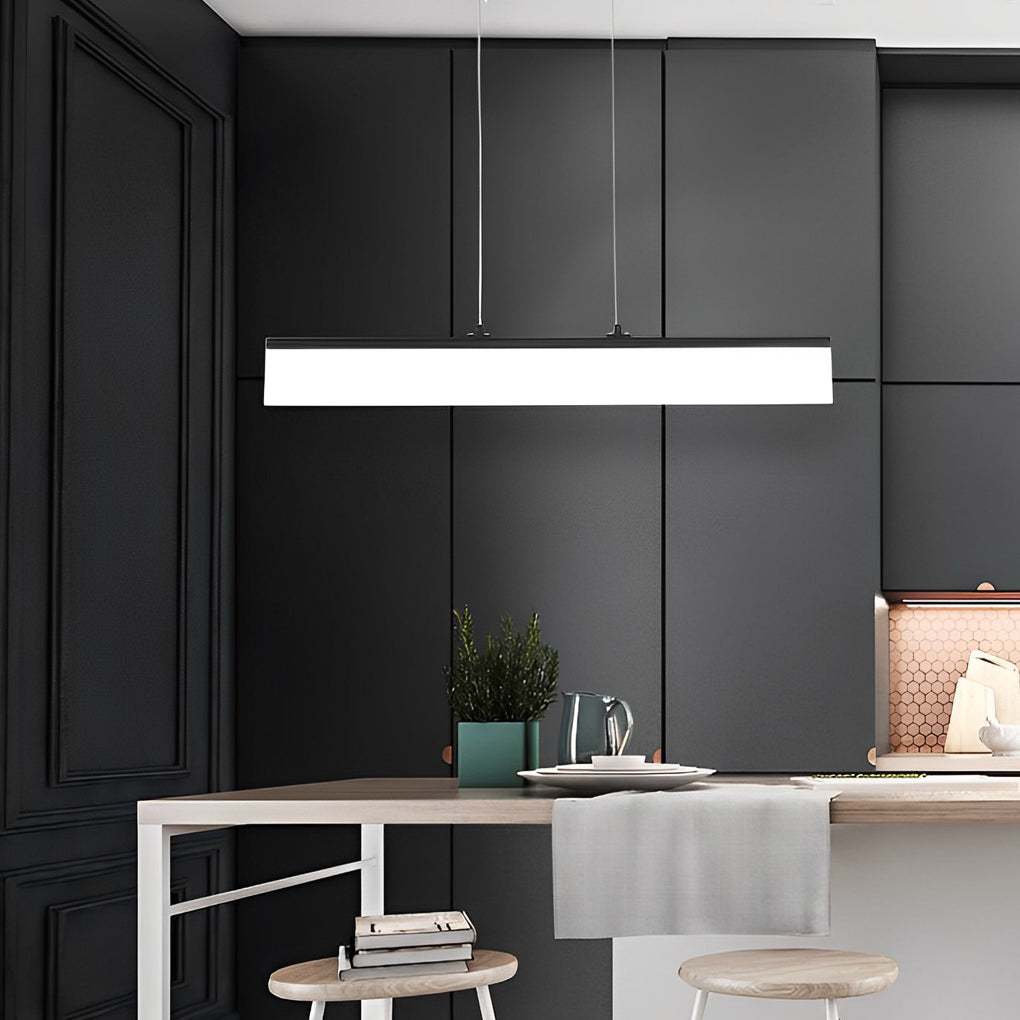 Minimalist Linear Strip Stepless Dimming LED Black Modern Chandelier Design