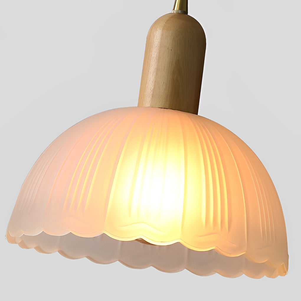 Glass Flower Wood Creative Ins Led Nordic Pendant Lights Hanging Light Fixture