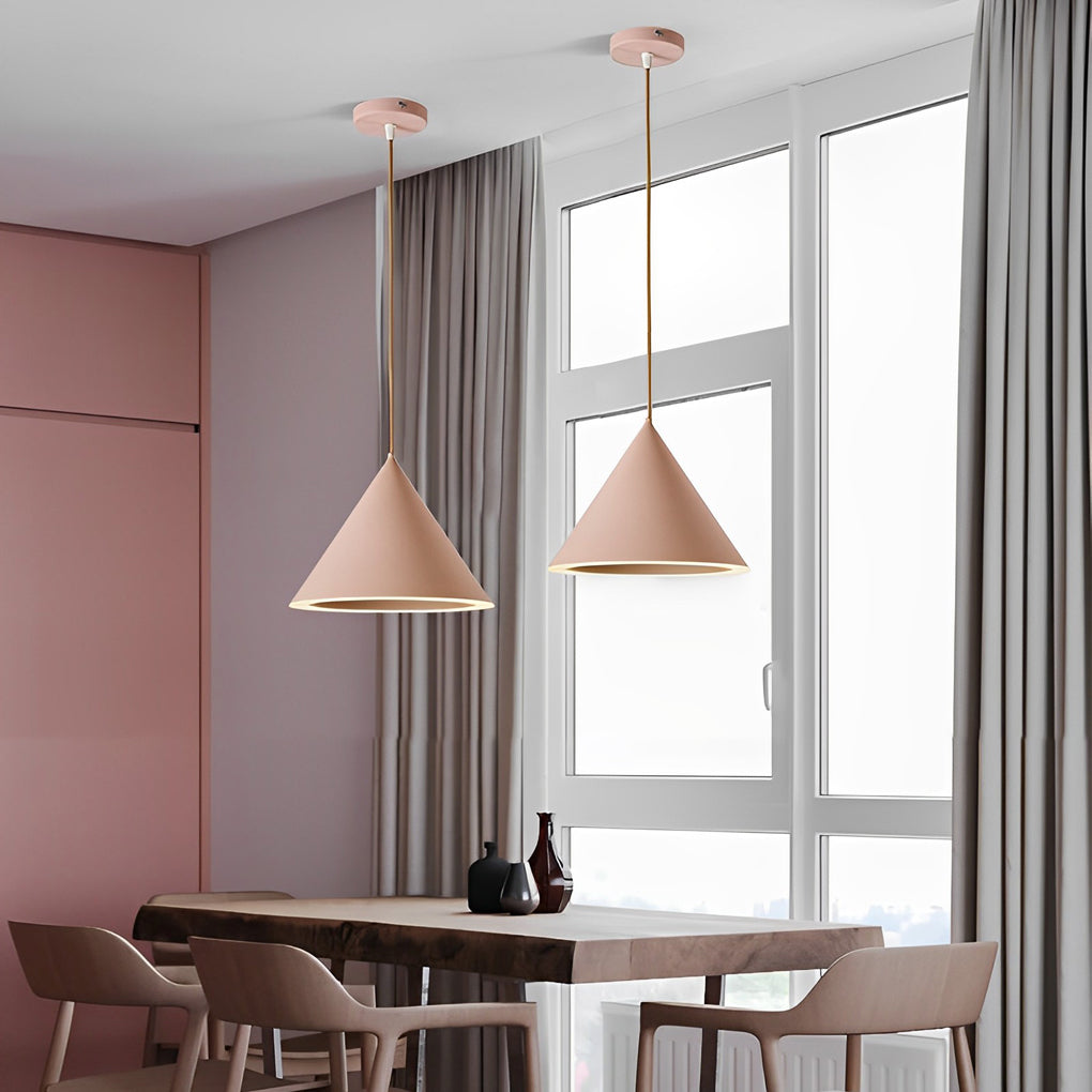 Cone Shaped Pendant Lights LED Macaron Color Ceiling Light