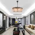 Round Metal Crystal Strip Retro American Style Chandelier Pendant Lamp - Dazuma