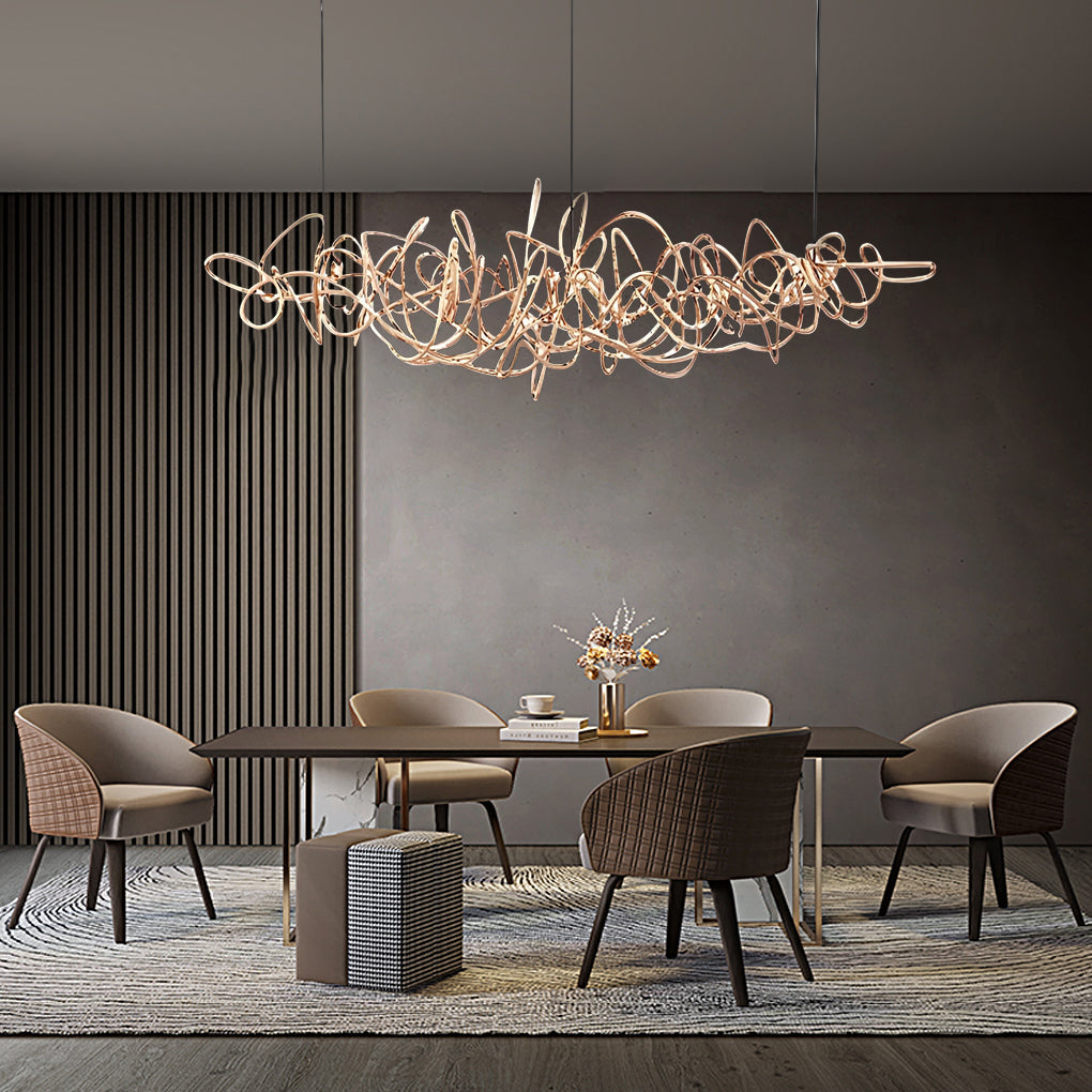 Irregular Creative Electroplate Hardware LED Postmodern Chandelier Design