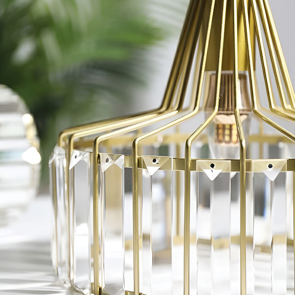 Drum-shaped Crystal Metal Modern Chandelier Pendant Light Hanging Light Fixture