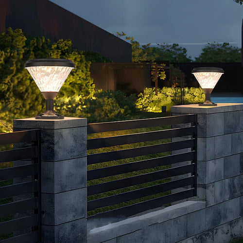9 - inch High Black Round LED Solar Post/Pier Light